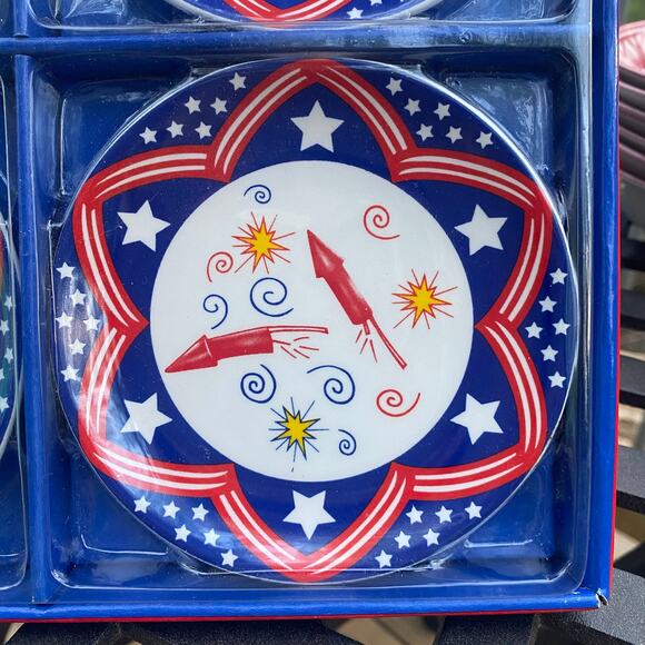 MWW Manual Woodworkers & Weaving Set of 4 Mini Plates 4th of July NIP - Picture 3 of 8